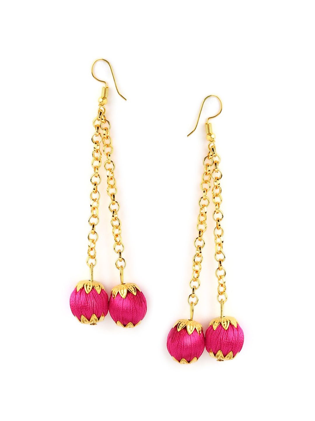 

AKSHARA Pink & Gold-Toned Contemporary Drop Earrings