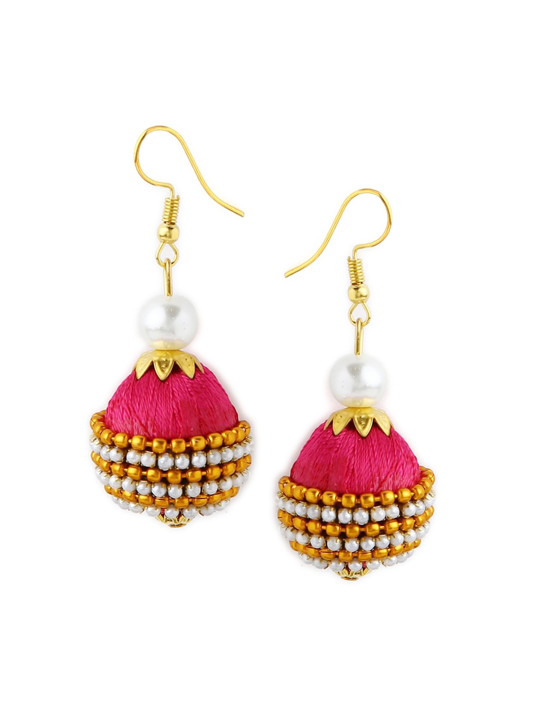 

AKSHARA Pink Dome Shaped Drop Earrings