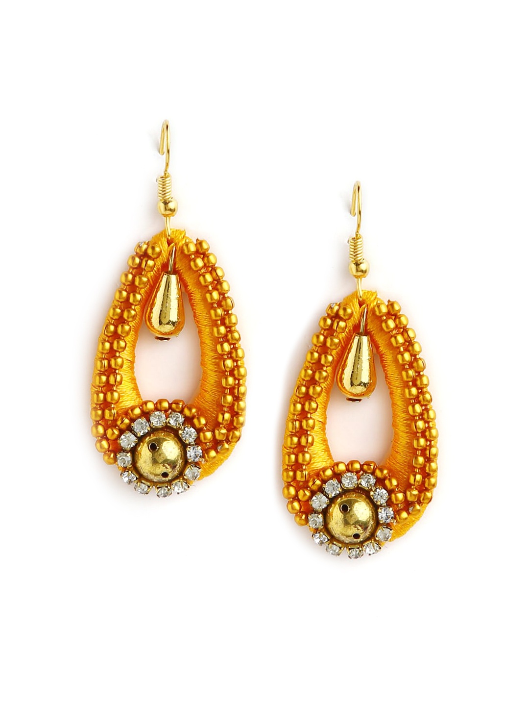 

AKSHARA Gold-Toned Teardrop Shaped Drop Earrings