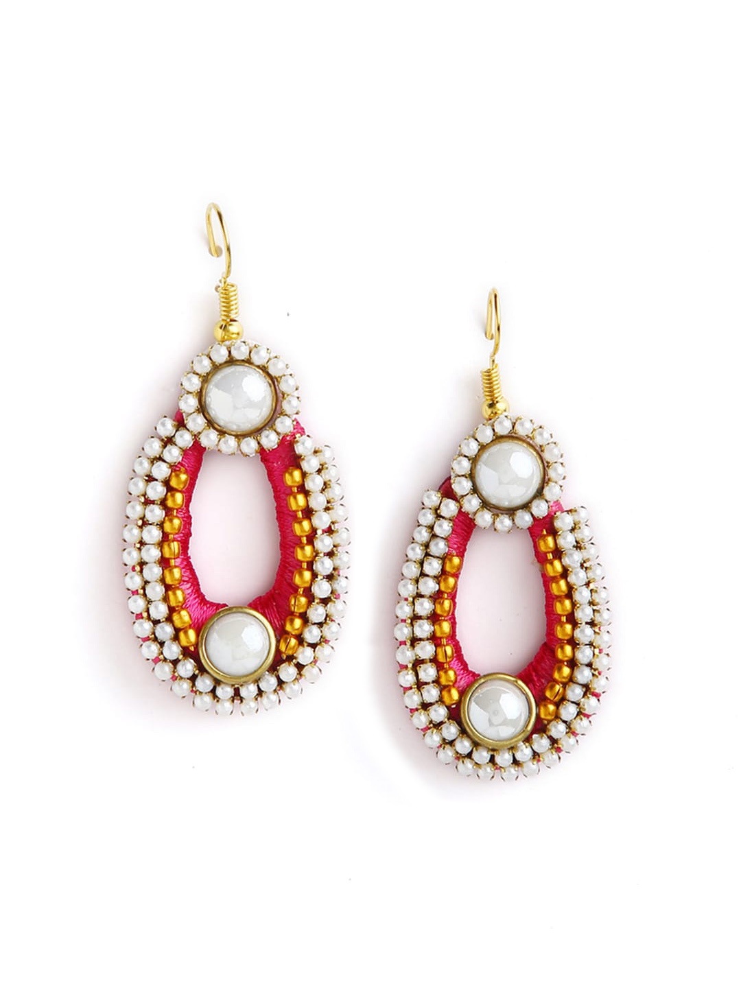 

AKSHARA Pink Teardrop Shaped Drop Earrings