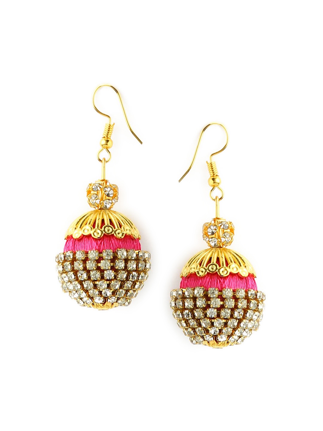 

AKSHARA Gold-Plated & Pink Circular Drop Earrings