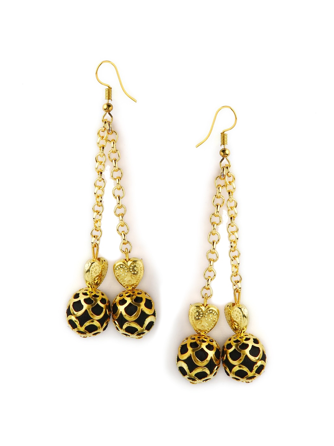 

AKSHARA Black & Gold-Toned Contemporary Drop Earrings