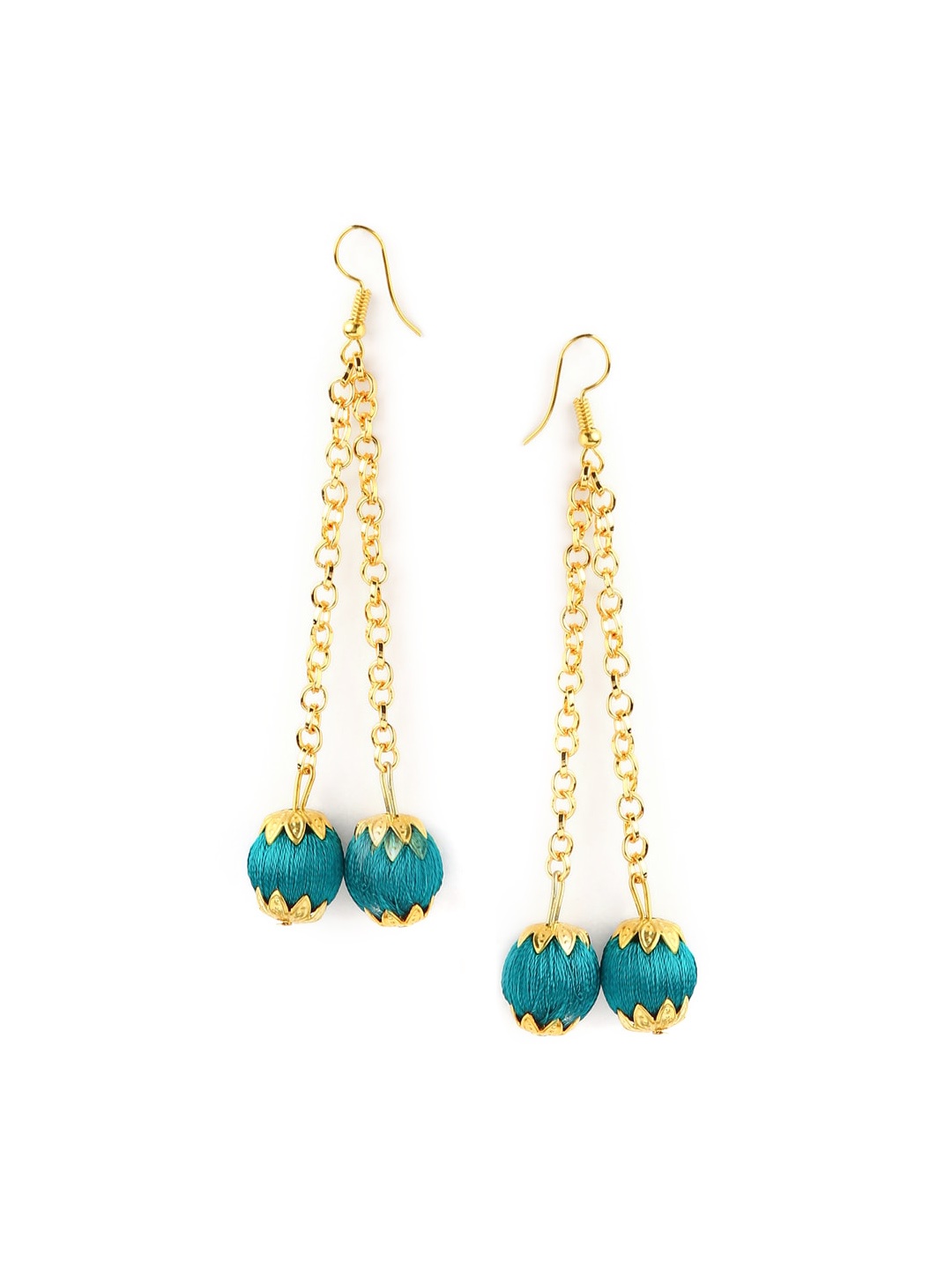 

AKSHARA Gold-Toned Green Contemporary Drop Earrings