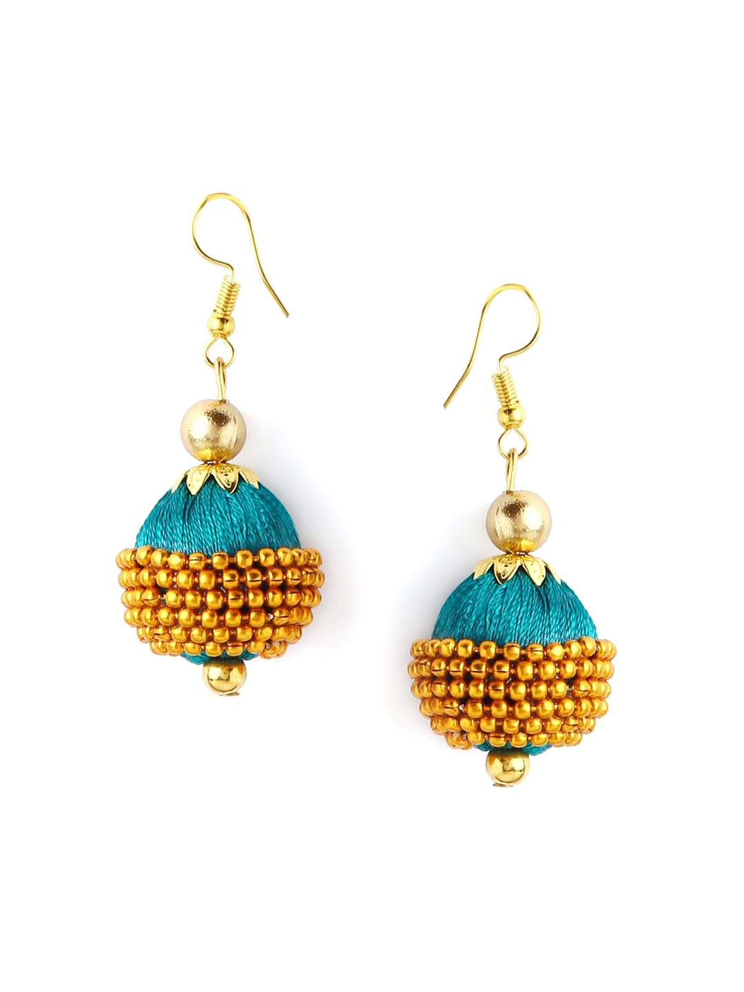 

AKSHARA Green Embellished Spherical Drop Earrings