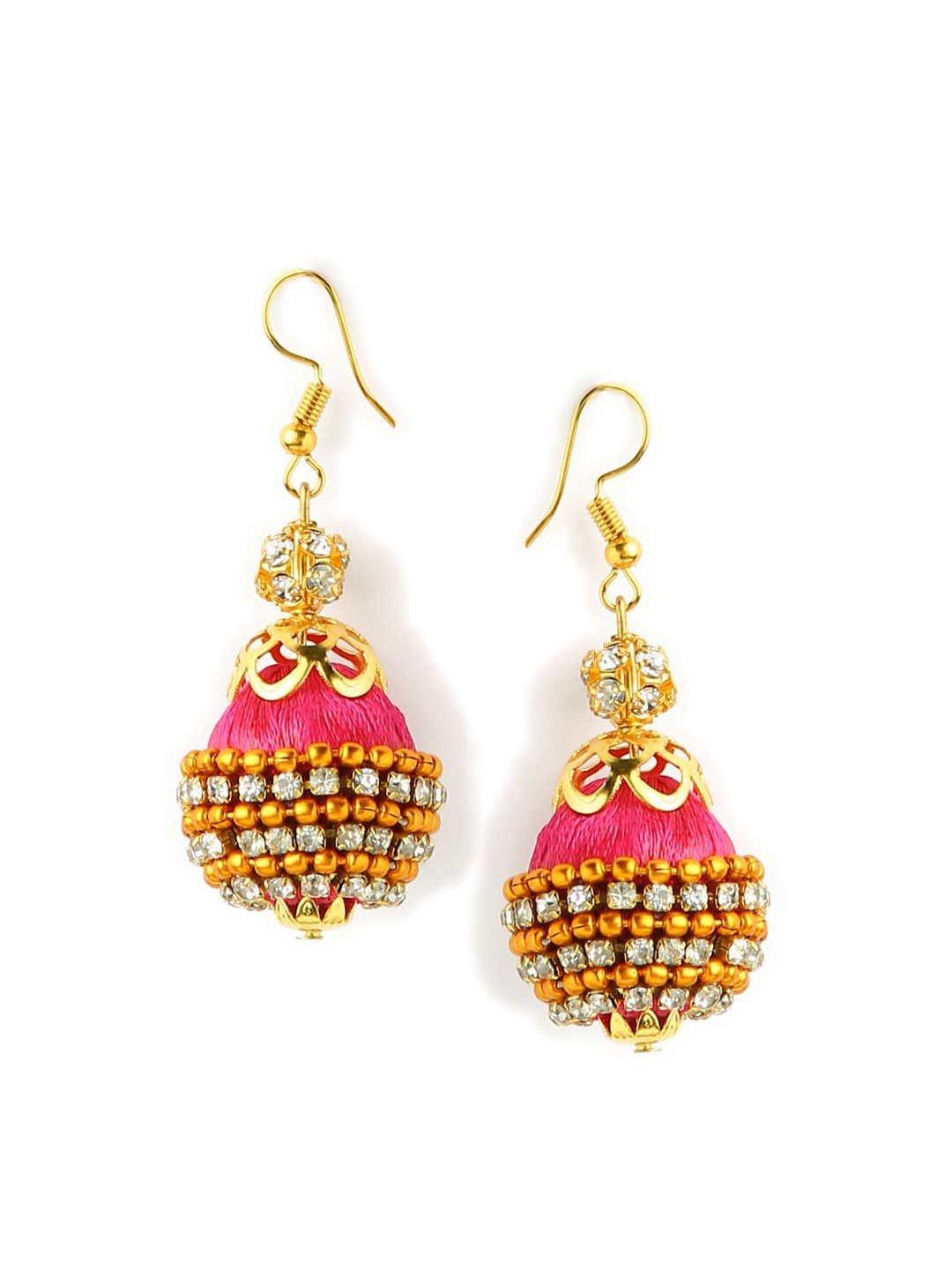 

AKSHARA Pink Dome Shaped Drop Earrings