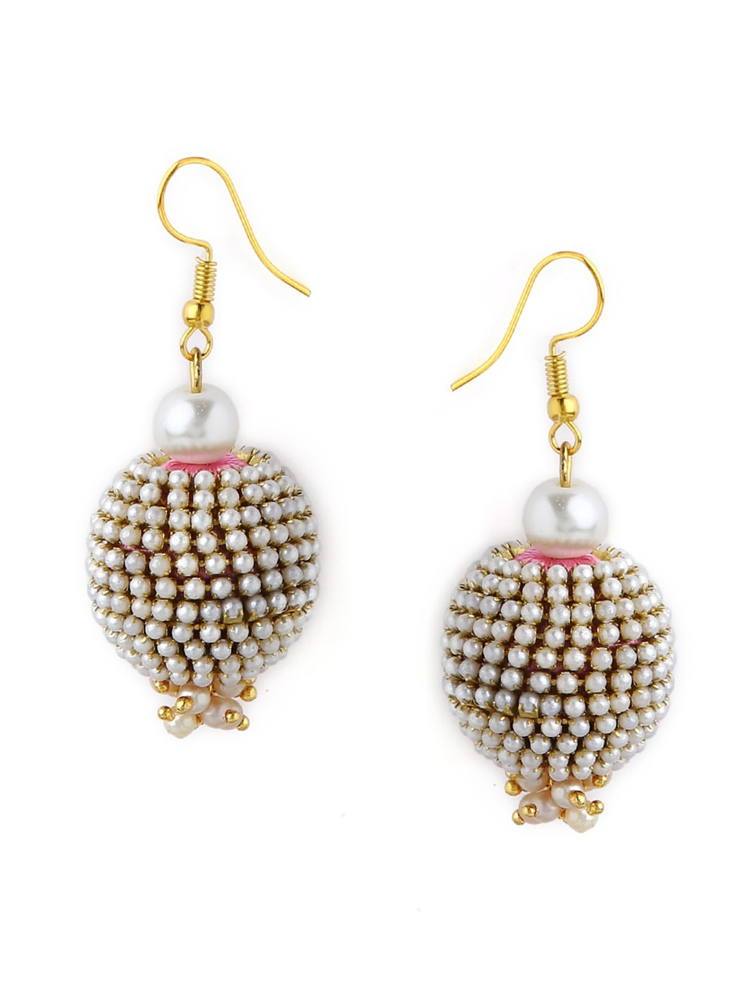 

AKSHARA White Embellished Spherical Drop Earrings