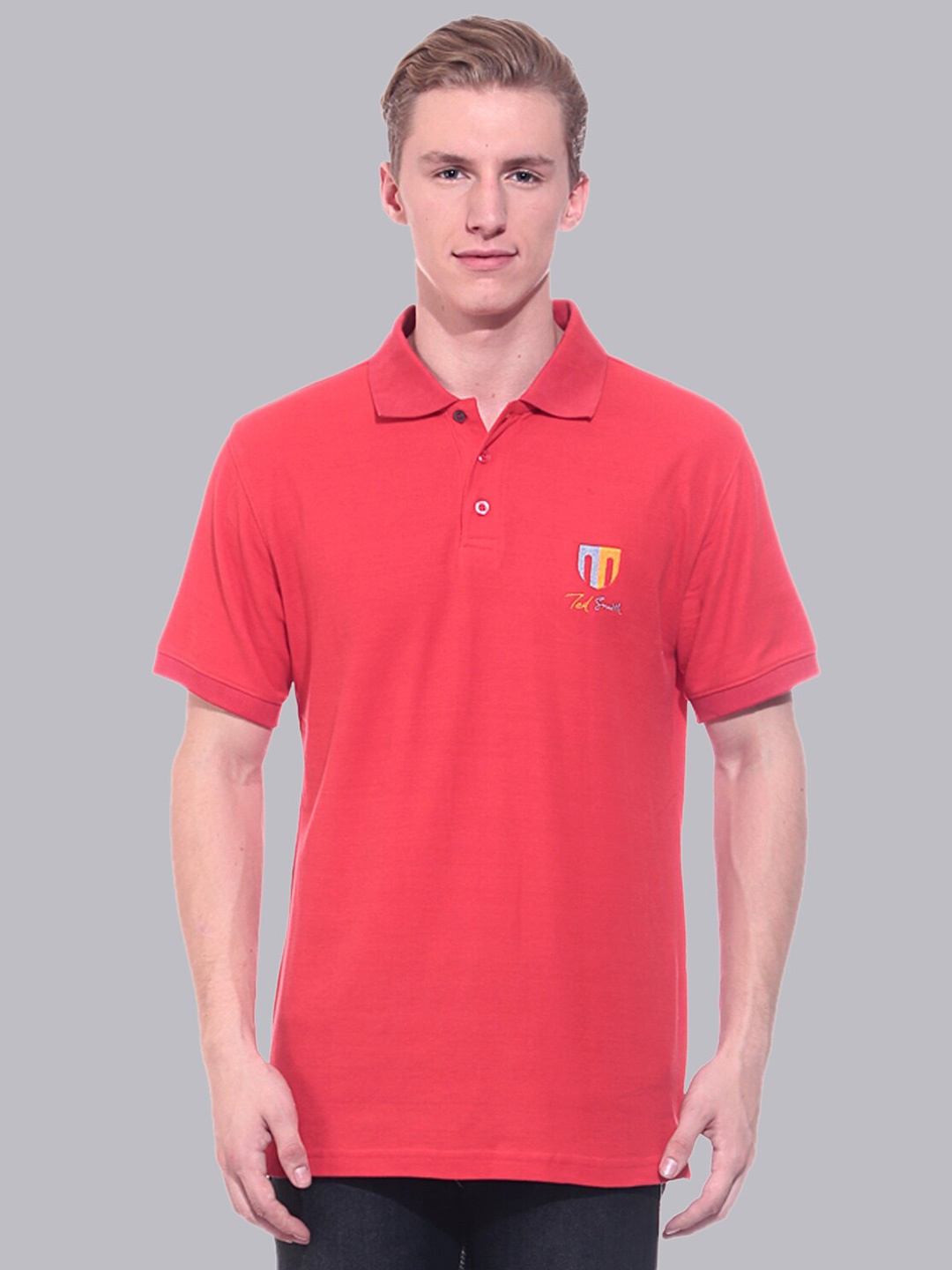 

Ted Smith Men Orange Polo Collar T-shirt