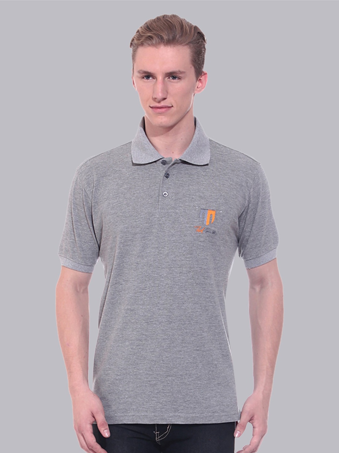 

Ted Smith Men Grey Polo Collar T-shirt
