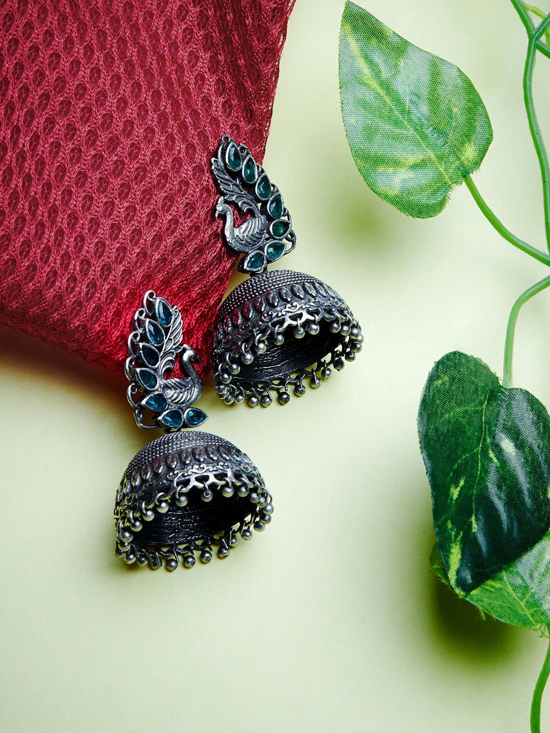

GloBox By ZeroKaata Silver-Plated Dome Shaped Jhumkas Earrings