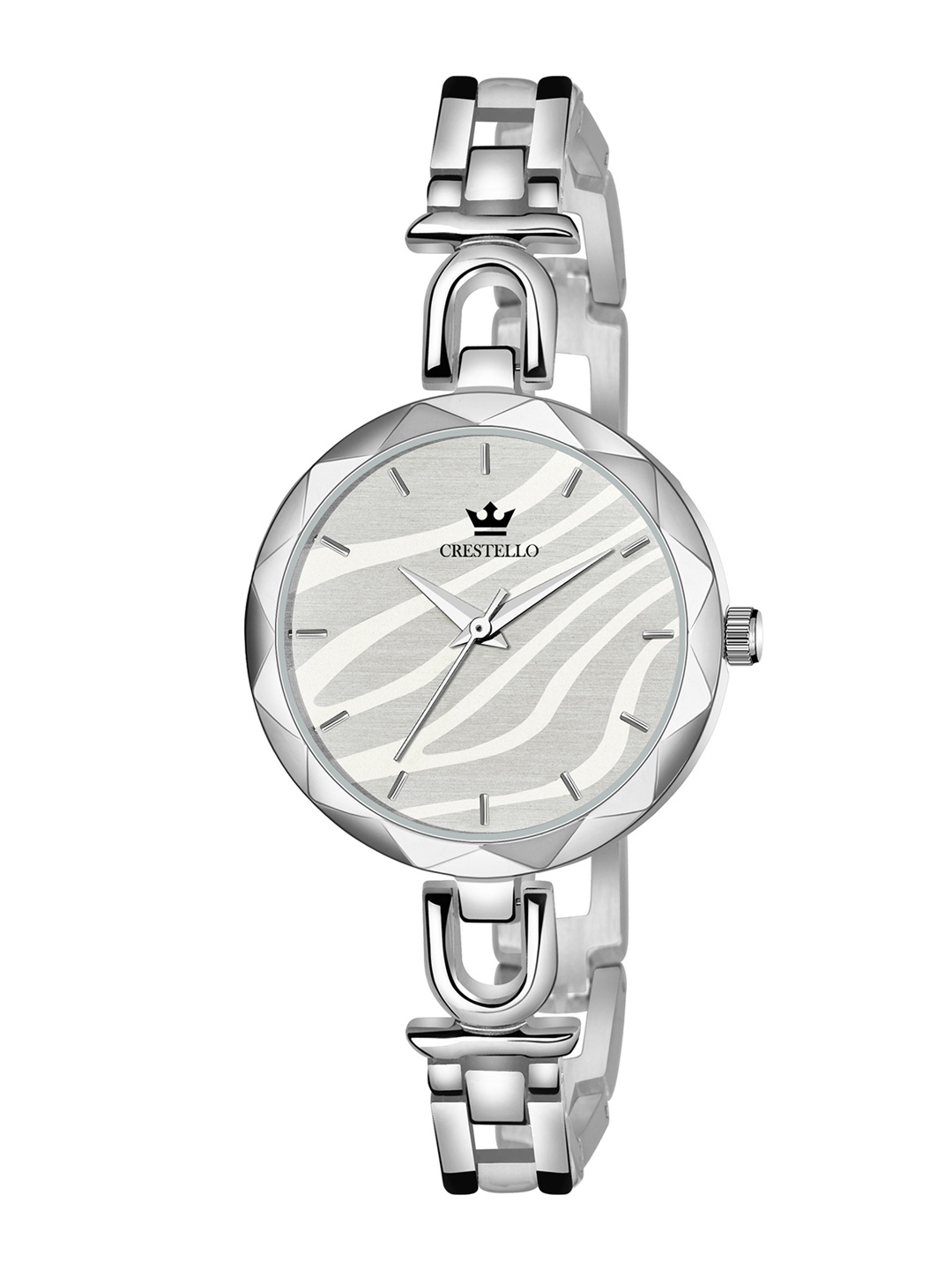 

CRESTELLO Women Silver-Toned Brass Dial & Bracelet Style Analogue Watch CR-JWL114-SLV