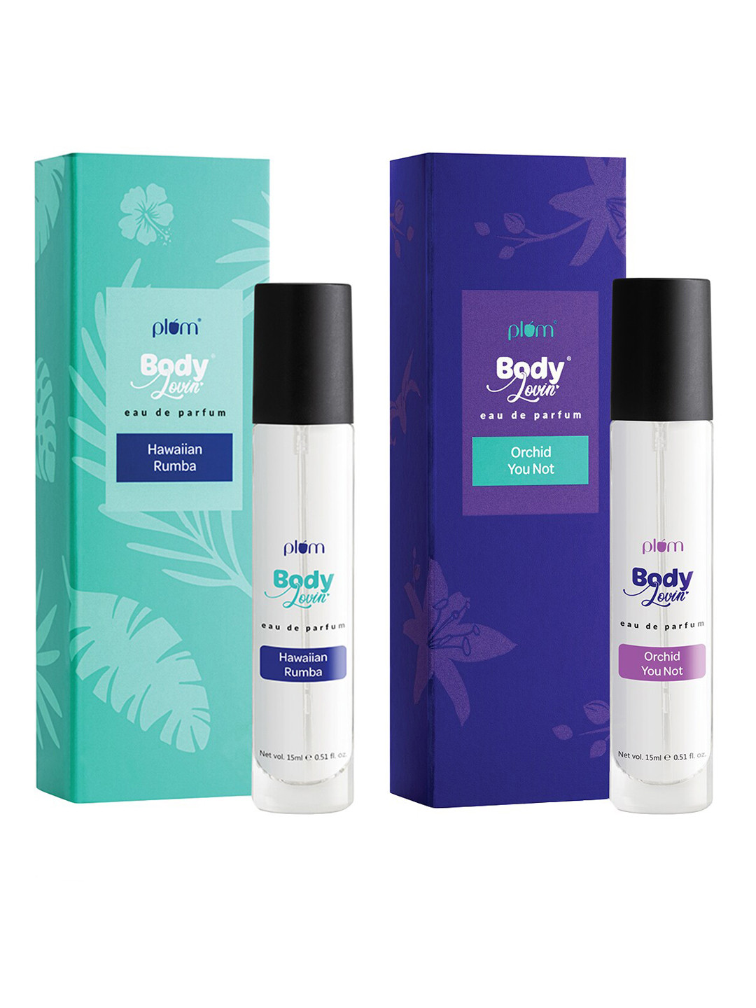 

Plum Set of BodyLovin' Hawaiian Rumba & Orchid-You-Not Eau De Parfum 15 ml each, Green