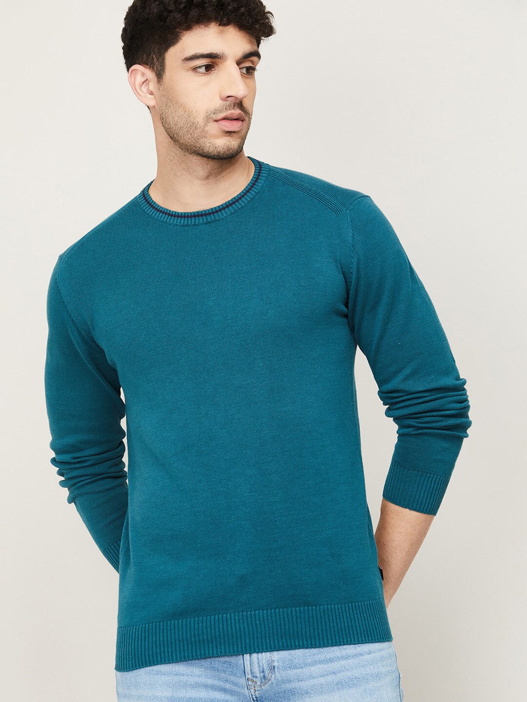 

Fame Forever by Lifestyle Men Blue Solid Cotton Pullover