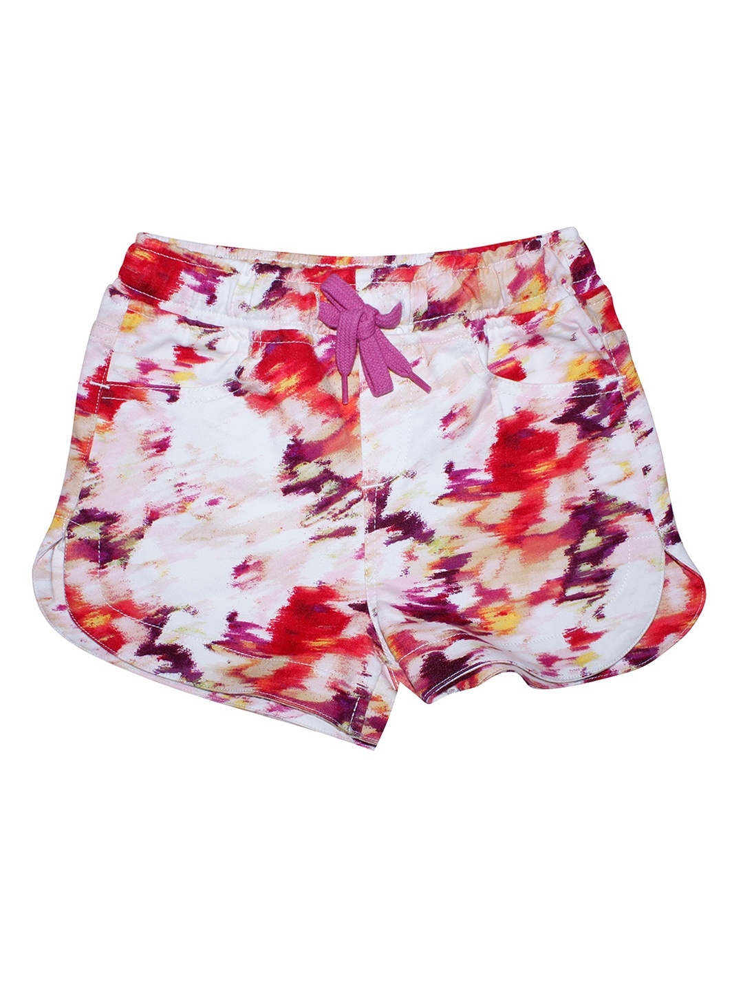 KiddoPanti Girls Red Floral Printed Shorts