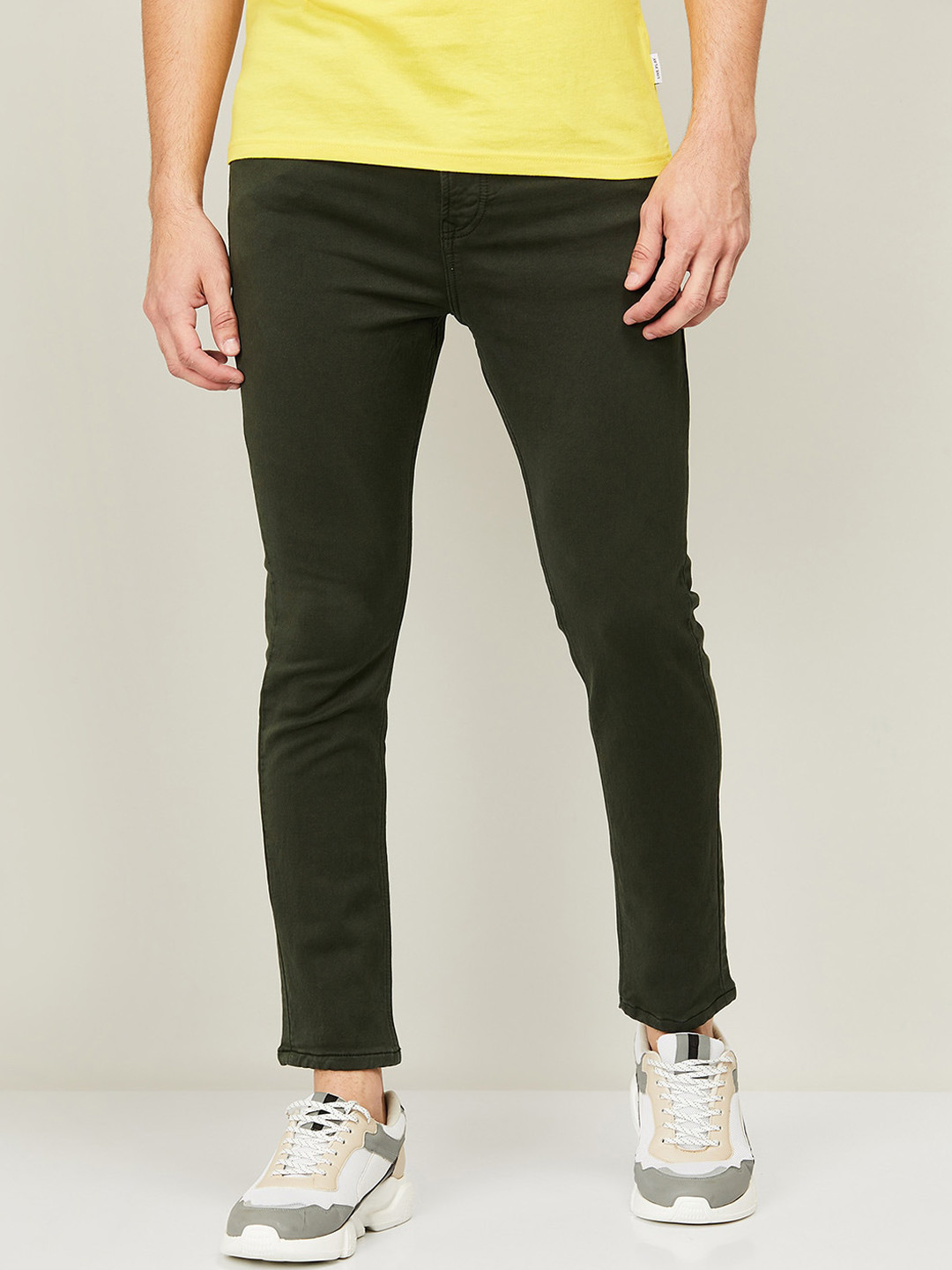 

Forca by Lifestyle Men Olive Green Skinny Fit Mid-Rise Cotton Coloured Jeans
