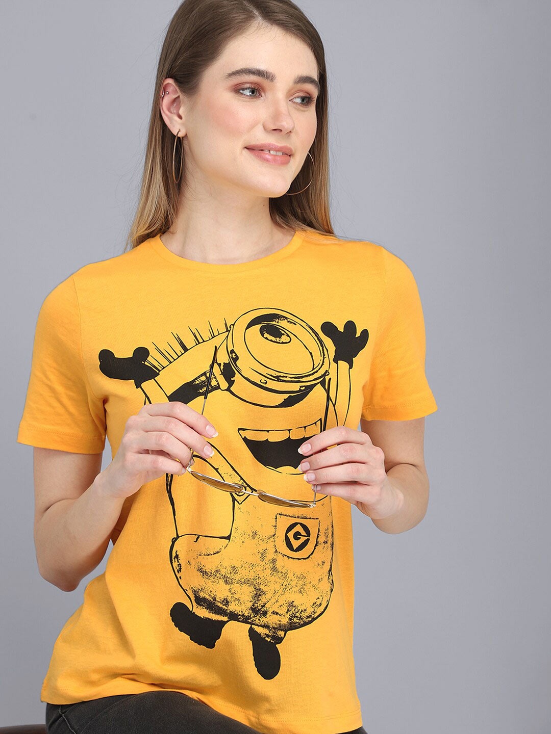

Free Authority Women Yellow Minions Printed T-shirt