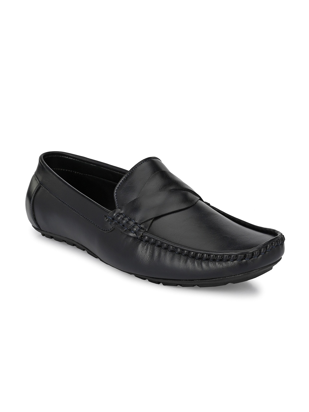 

UNDERROUTE Men Navy Blue Synthetic Leather Slip-On Casual Loafers