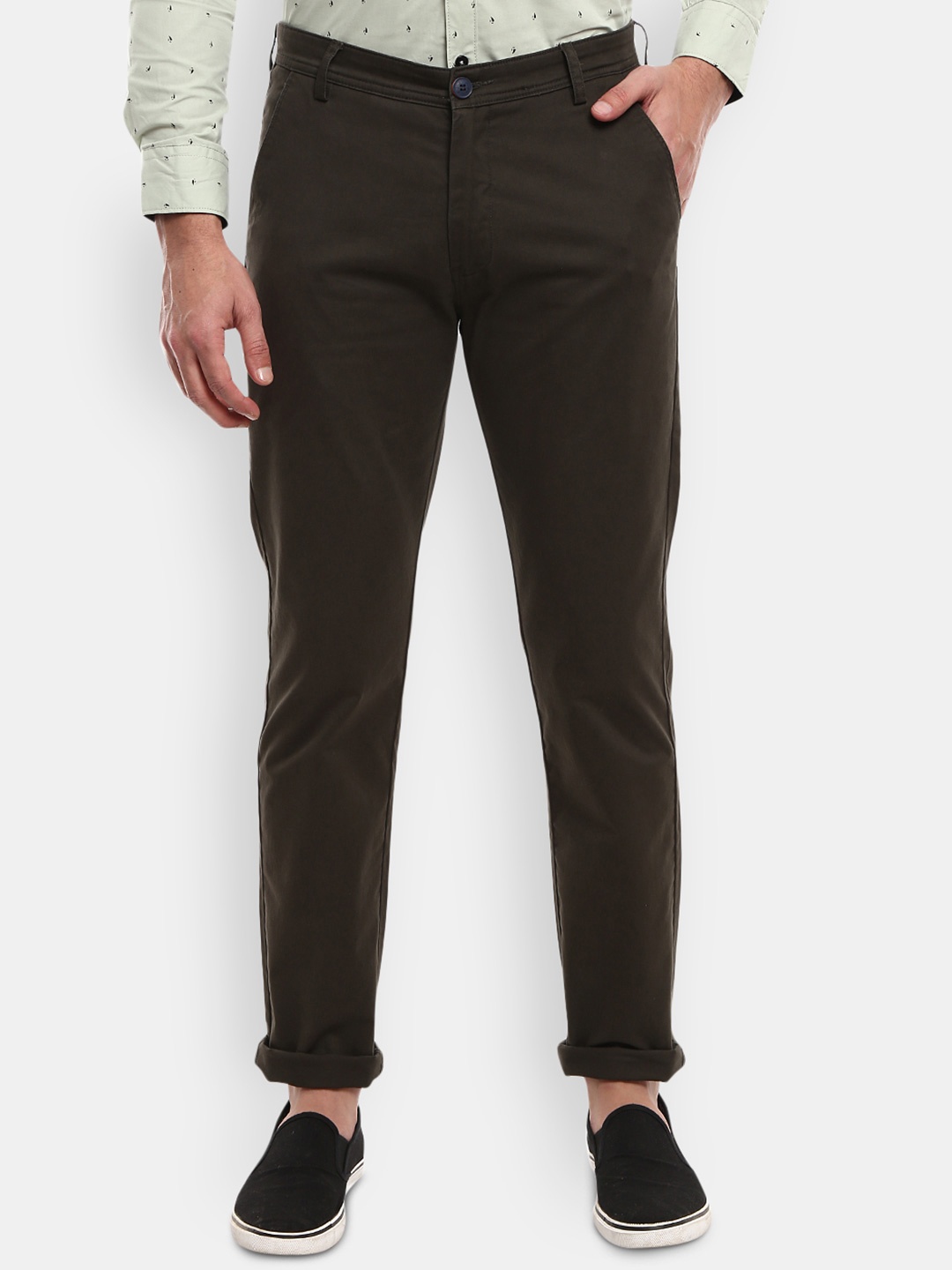 

V-Mart Men Olive Green Slim Fit Cotton Chinos Trousers