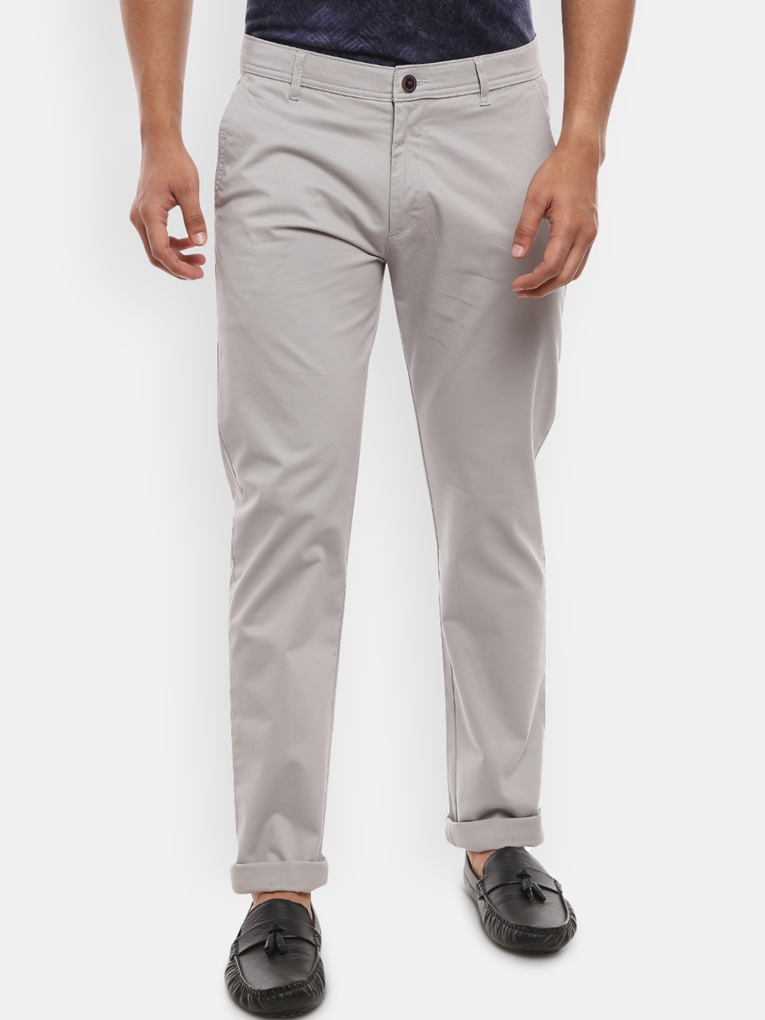 

V-Mart Men Grey Slim Fit Easy Wash Twill Cotton Chinos Trousers