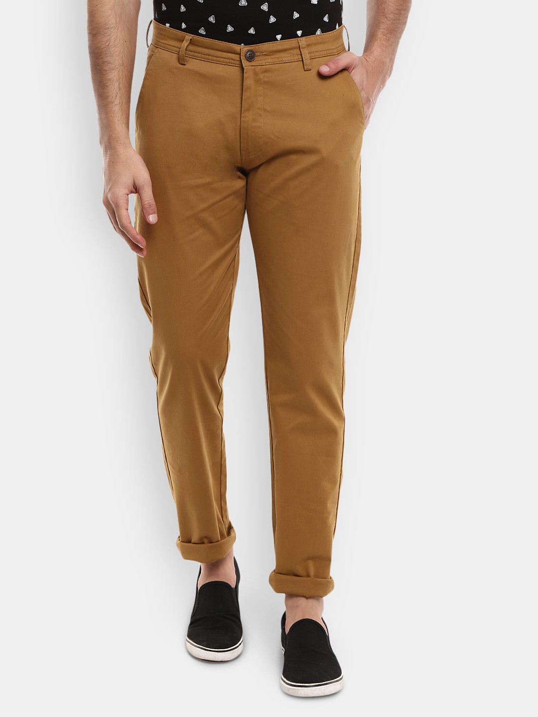 

V-Mart Men Khaki Slim Fit Easy Wash Trousers
