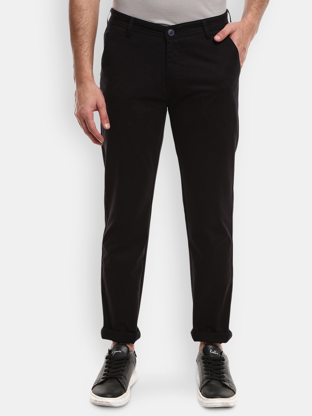 

V-Mart Men Black Solid Slim Fit Easy Wash Cotton Trousers
