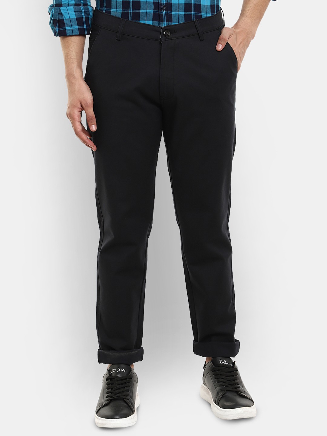 

V-Mart Men Navy Blue Slim Fit Easy Wash Cotton Trousers