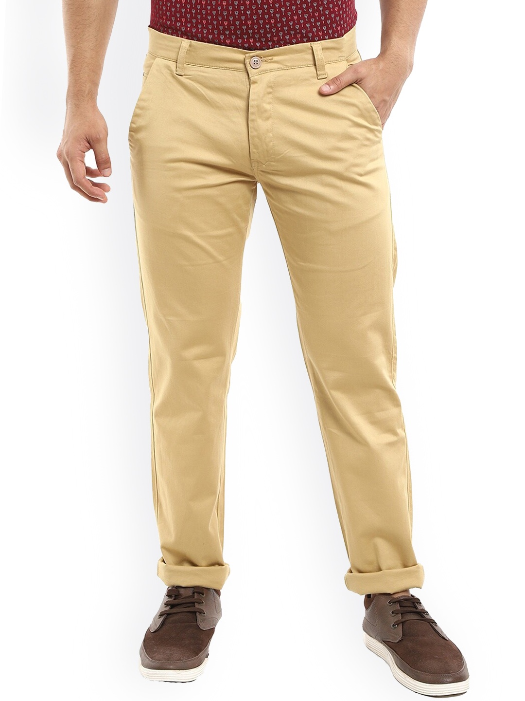 

V-Mart Men Khaki Slim Fit Easy Wash Chinos Trousers