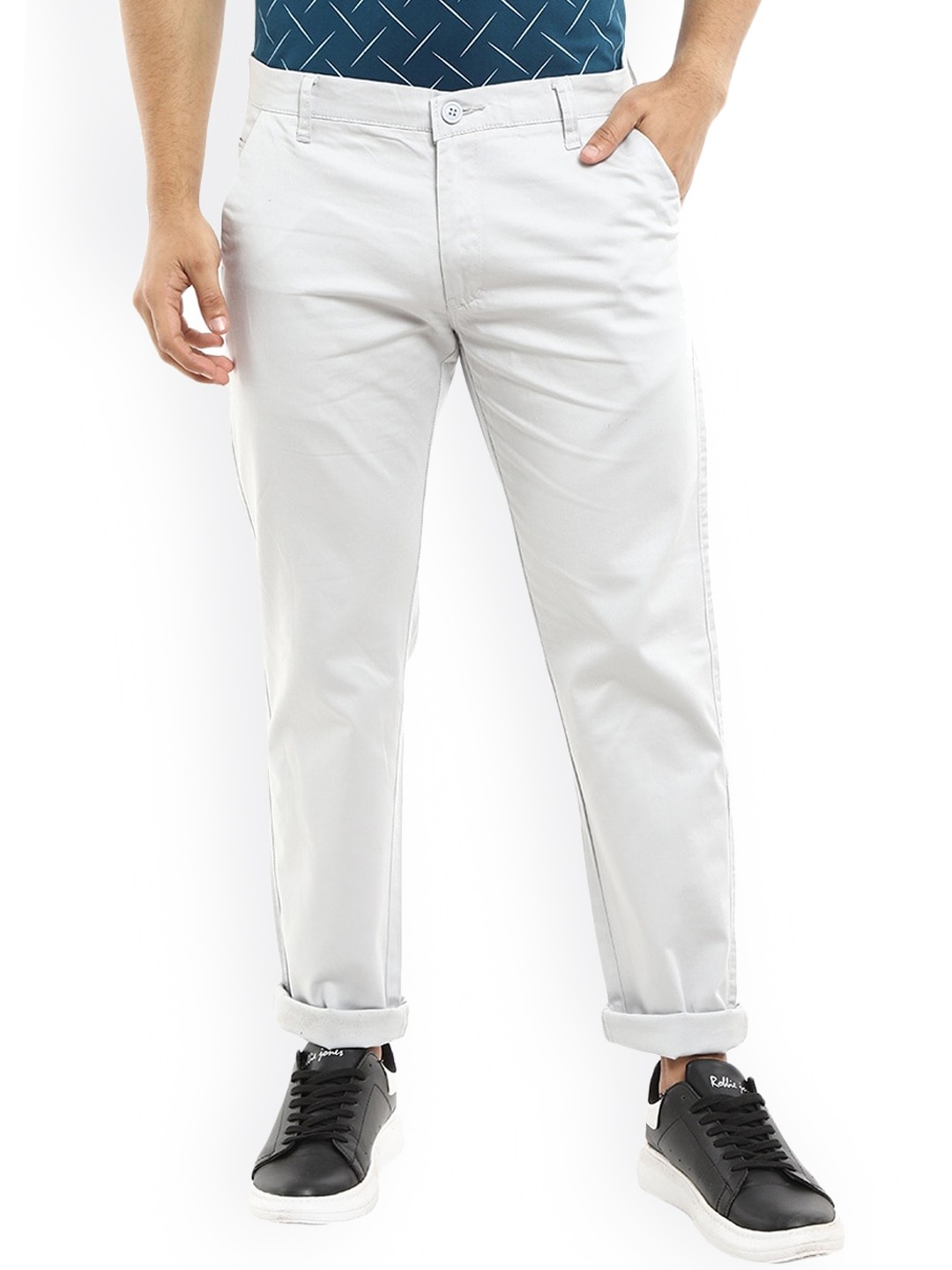 

V-Mart Men Grey Melange Slim Fit Easy Wash Chinos Trousers