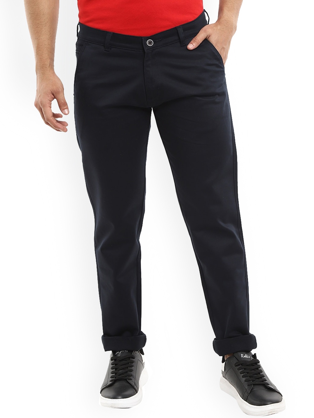 

V-Mart Men Navy Blue Slim Fit Easy Wash Cotton Trousers