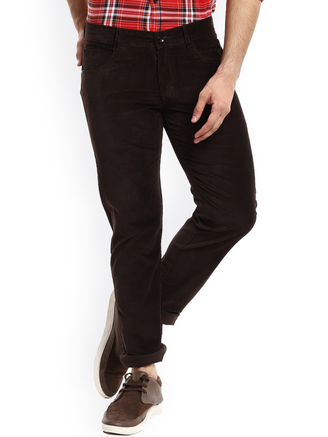

V-Mart Men Brown Slim Fit Easy Wash Chinos Cotton Trousers