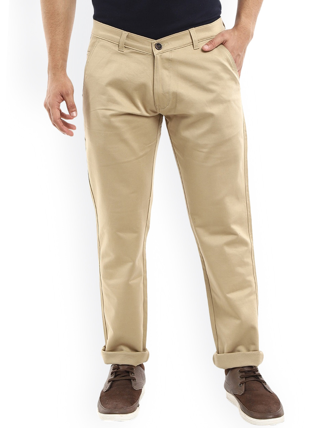

V-Mart Men Beige Slim Fit Easy Wash Cotton Trousers