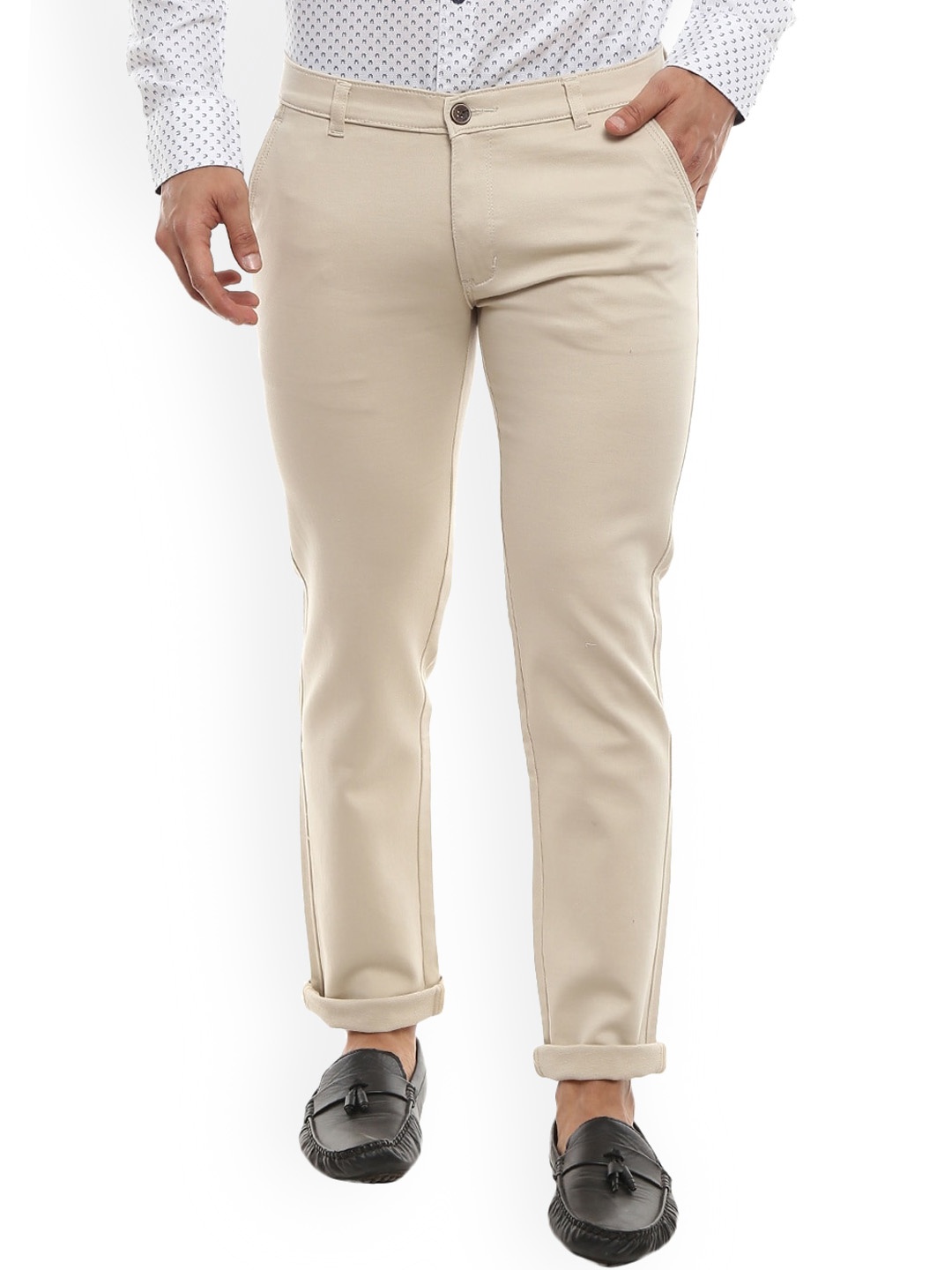 

V-Mart Men Beige Slim Fit Easy Wash Cotton Trousers