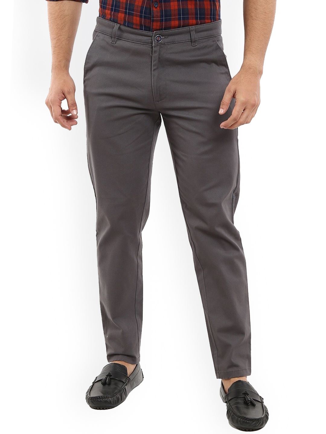 

V-Mart Men Grey Twill Easy Wash Cotton Chinos Trousers