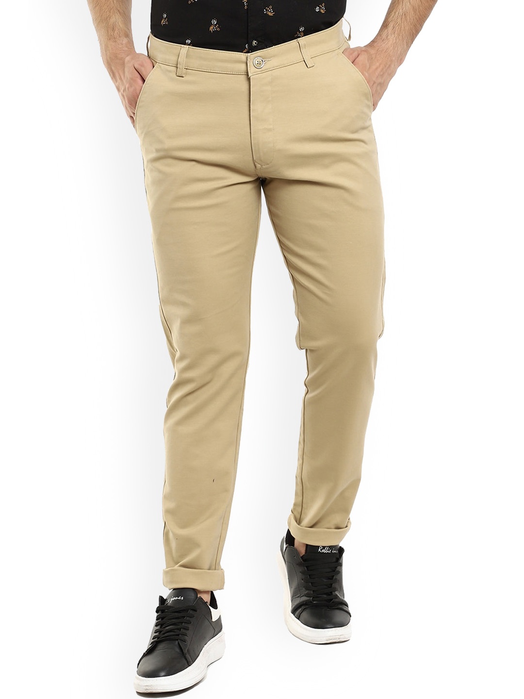 

V-Mart Men Khaki Slim Fit Easy Wash Cotton Chinos Trousers
