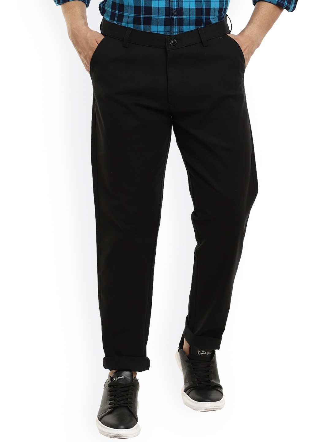 

V-Mart Men Black Slim Fit Easy Wash Trousers