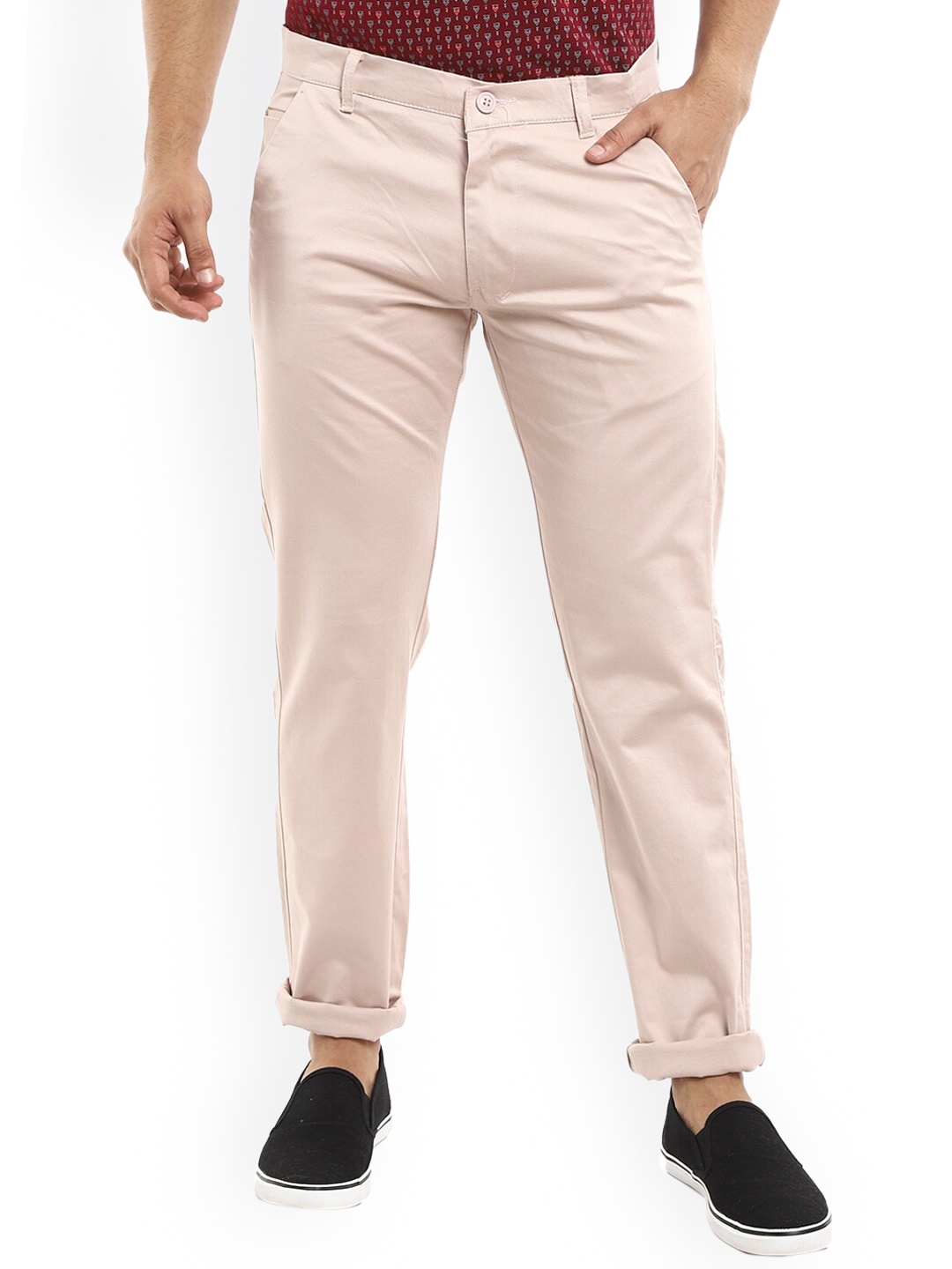 

V-Mart Men Cream-Coloured Slim Fit Easy Wash Chinos Trousers