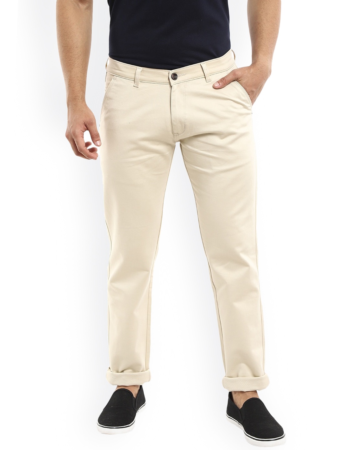 

V-Mart Men Cream-Coloured Slim Fit Easy Wash Chinos Trousers