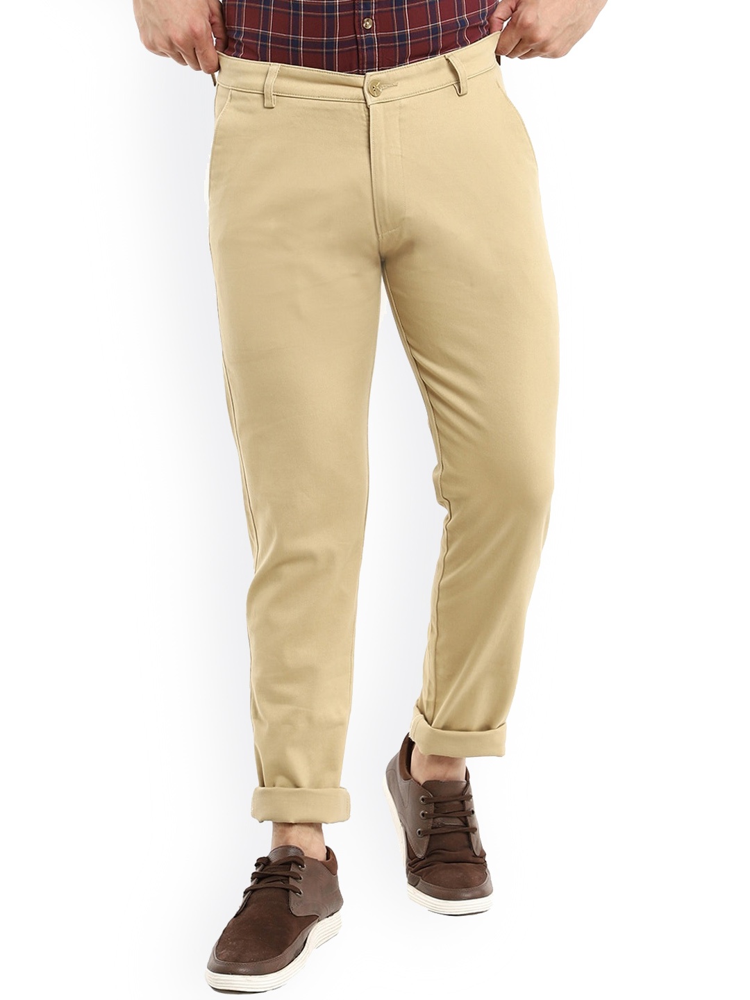 

V-Mart Men Khaki Slim Fit Easy Wash Trousers