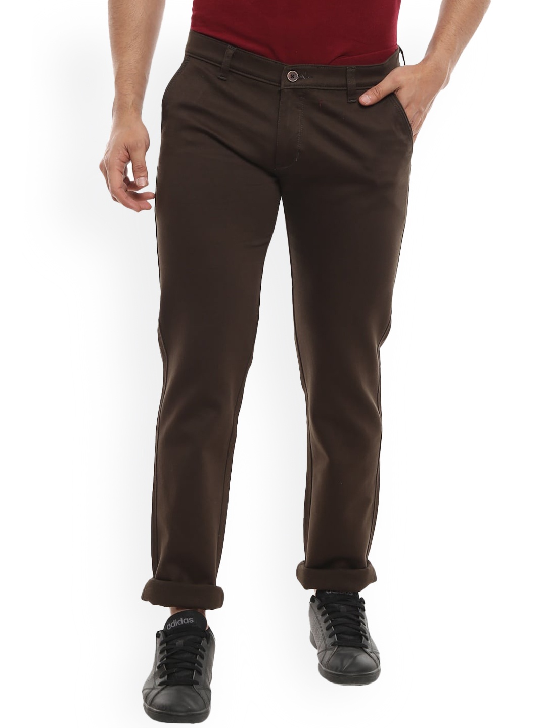 

V-Mart Men Olive Green Slim Fit Easy Wash Cotton Trousers