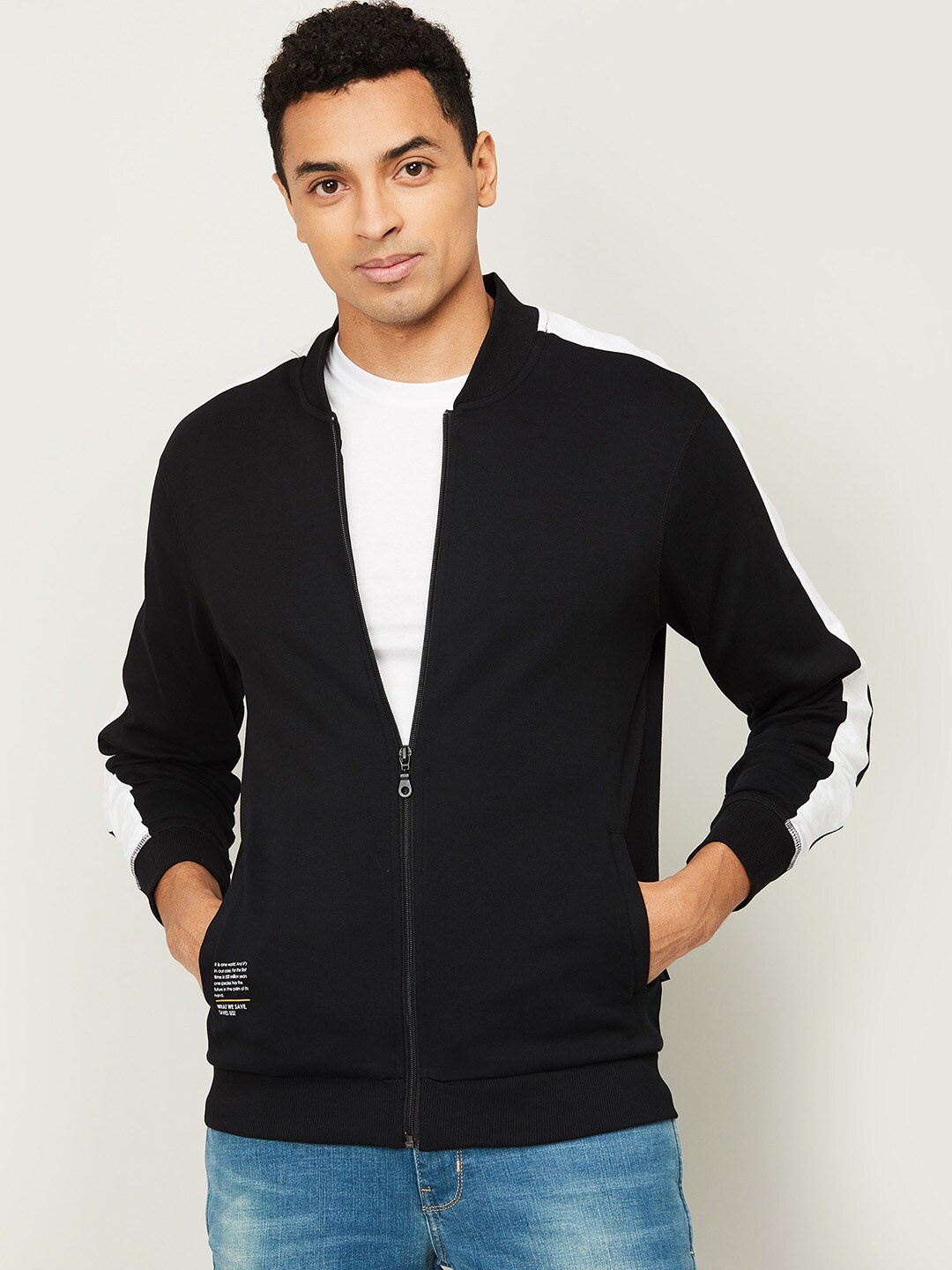 

Fame Forever by Lifestyle Men Black & White Striped Cotton Sweatshirt