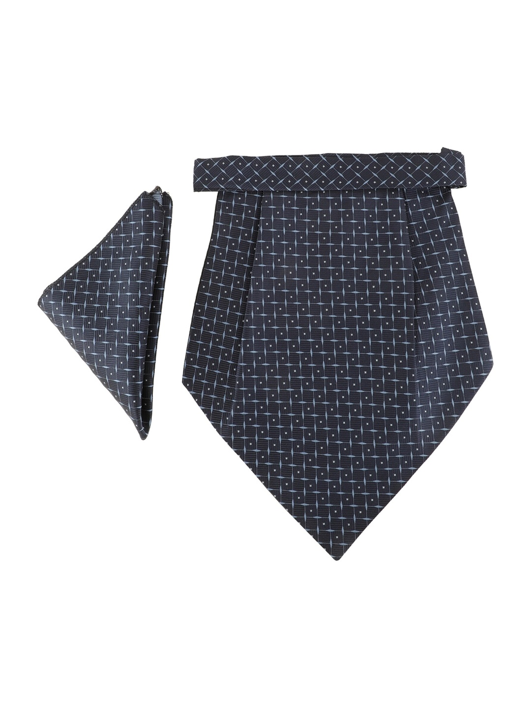 

Alvaro Castagnino Blue Printed Microfiber Cravat With Pocket Square