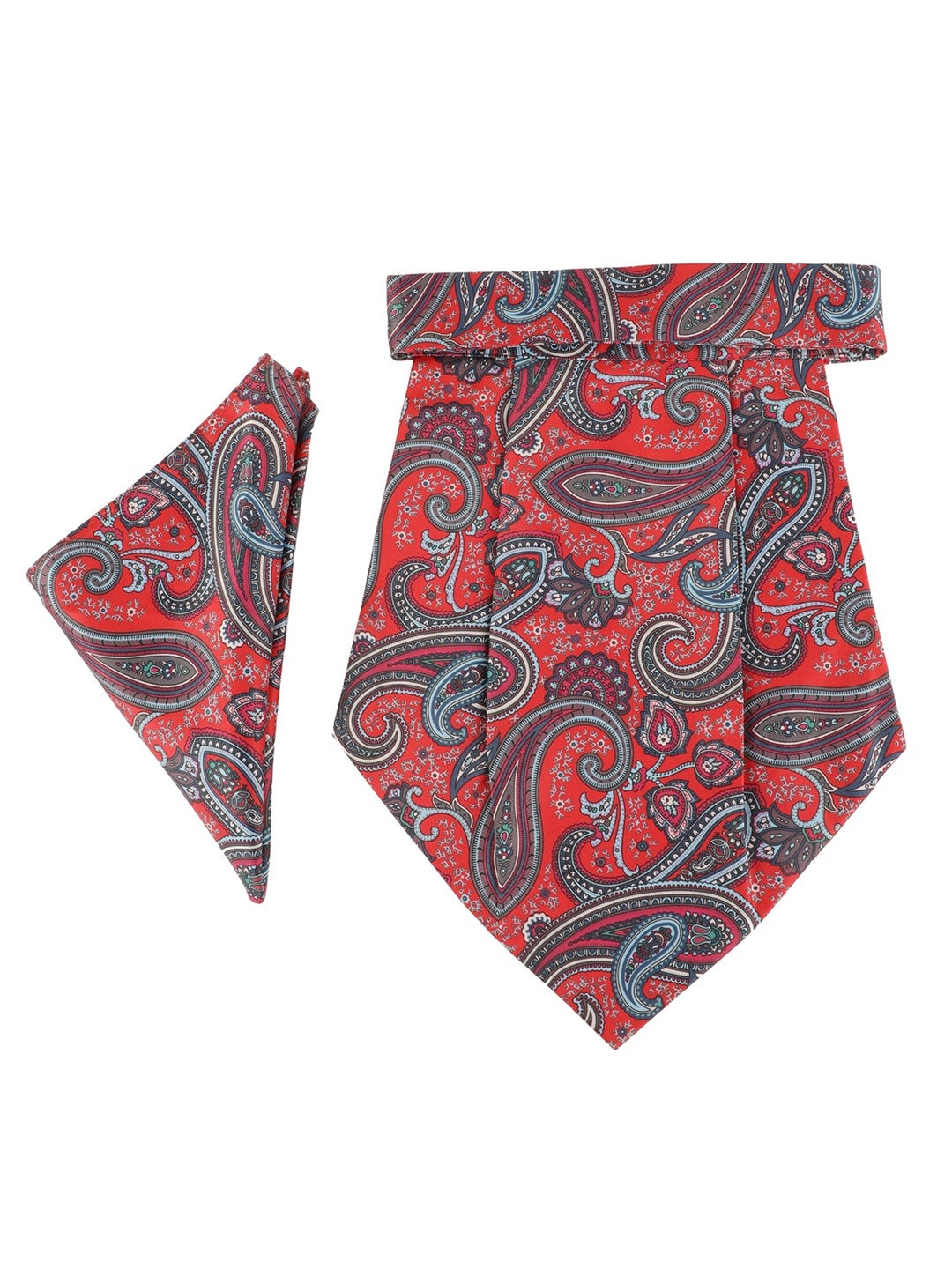 

Alvaro Castagnino Men Red & Blue Paisley Printed Cravat Tie & Pocket Square