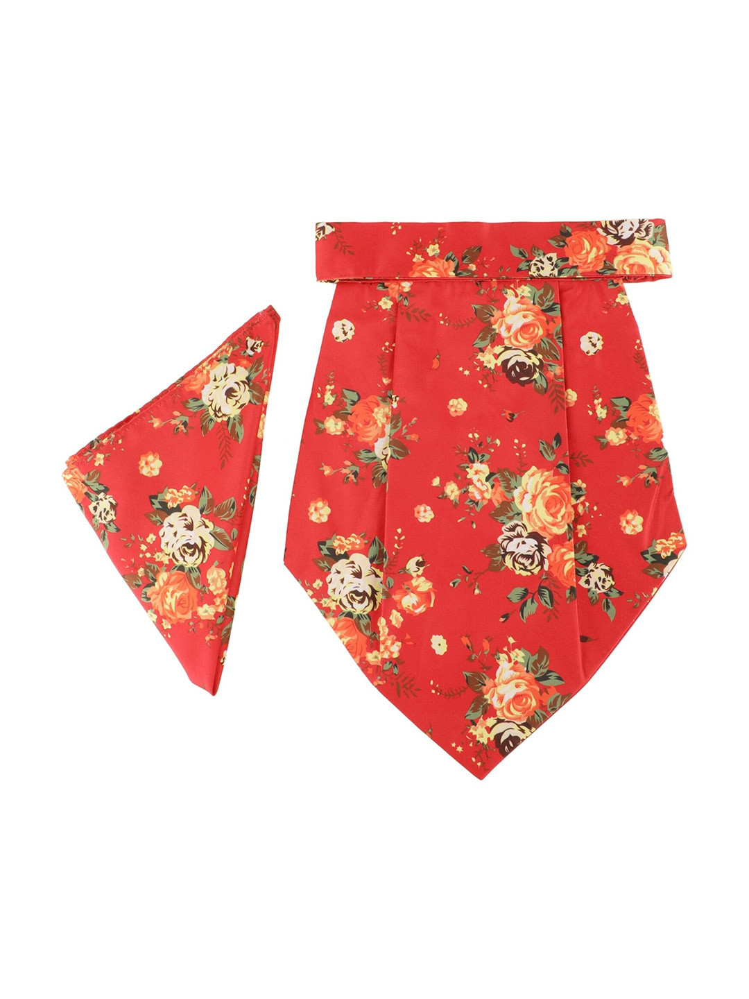 

Alvaro Castagnino Men Orange Printed Cravat with Pocket Square