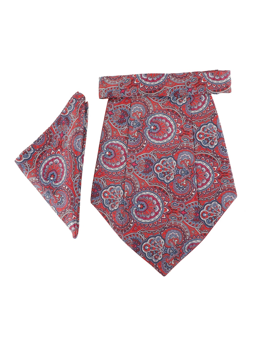 

Alvaro Castagnino Red & Blue Paisley Printed Cravat Tie & Pocket Square