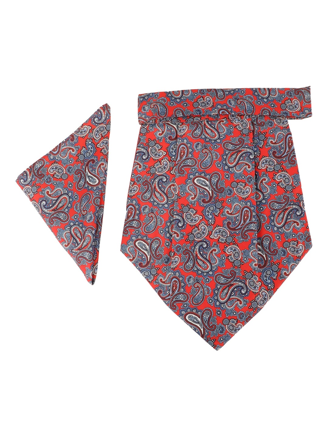 

Alvaro Castagnino Men Red & Blue Paisley Printed Cravat Tie & Pocket Square