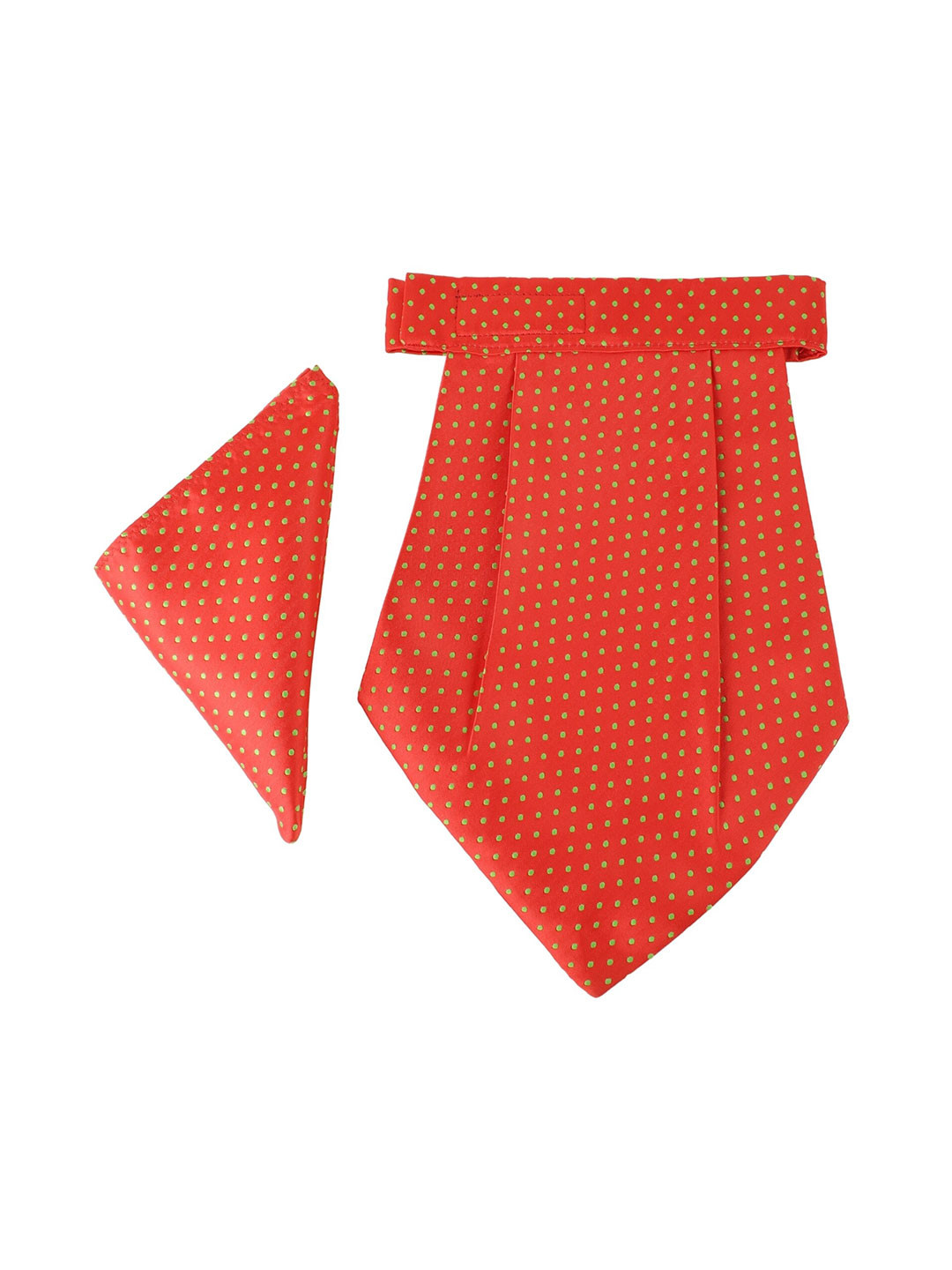 

Alvaro Castagnino Orange & Green Polka Dots Printed Cravet with Pocket Square