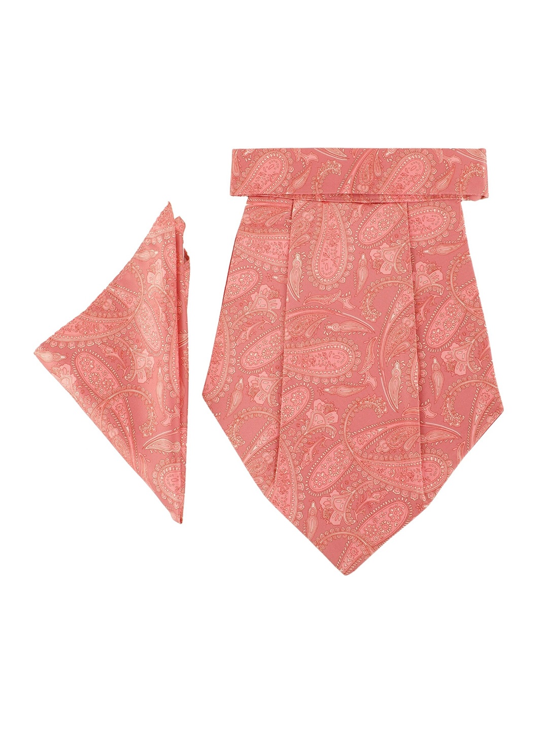

Alvaro Castagnino Men Peach-Coloured Printed Cravat with Pocket Square