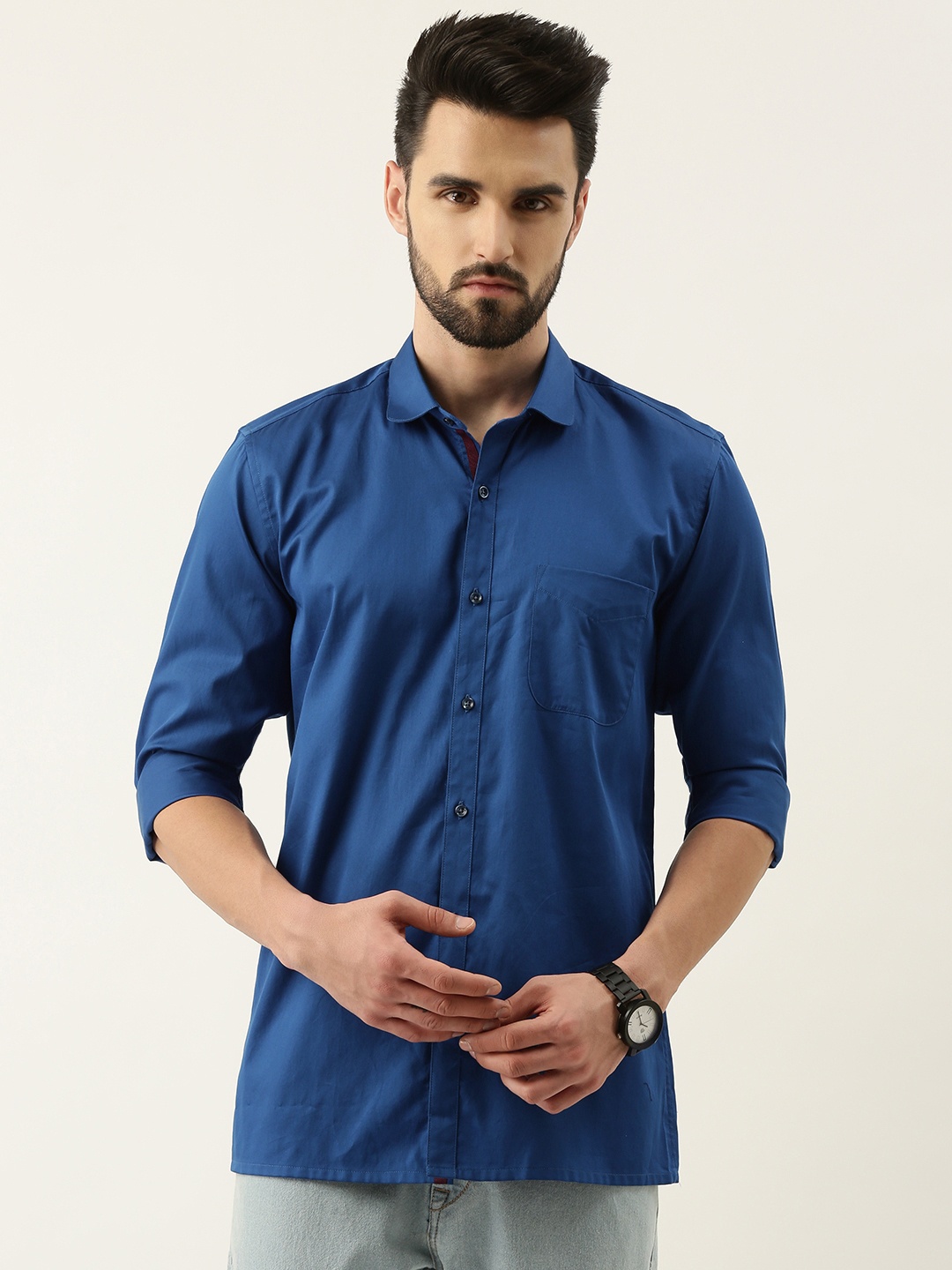 

Peter England Men Blue Slim Fit Pure Cotton Shirt