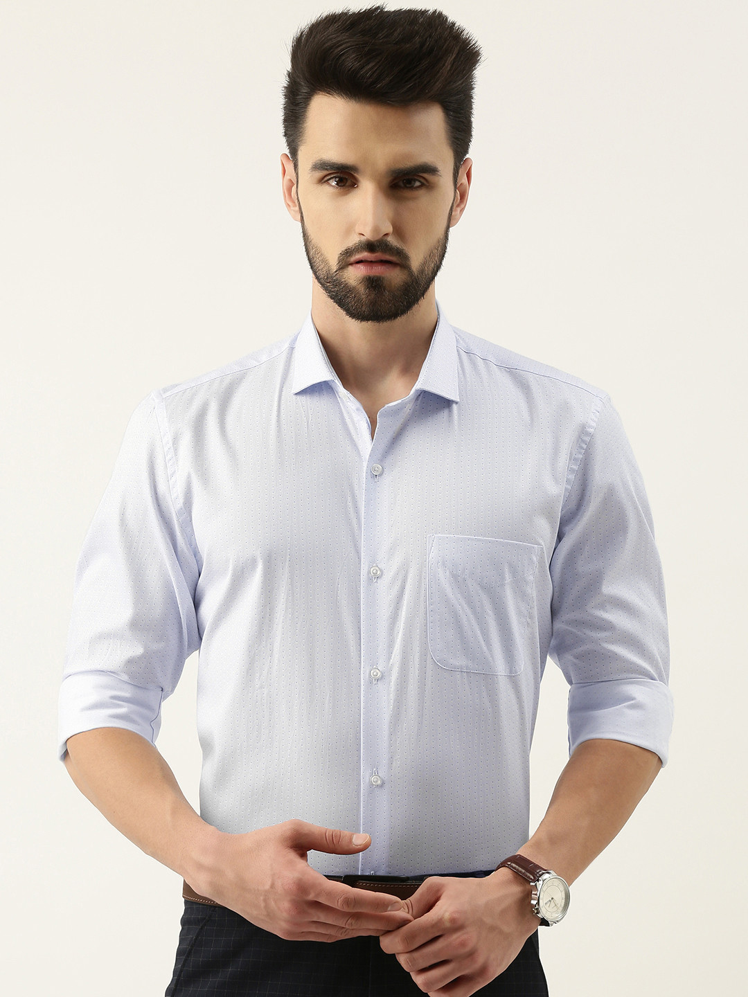 

Peter England Men White Slim Fit Printed Pure Cotton Formal Shirt