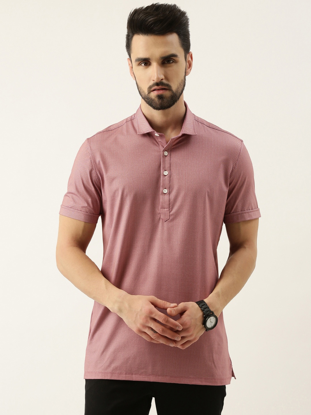 

Peter England Men Red Slim Fit Printed Formal Shirt