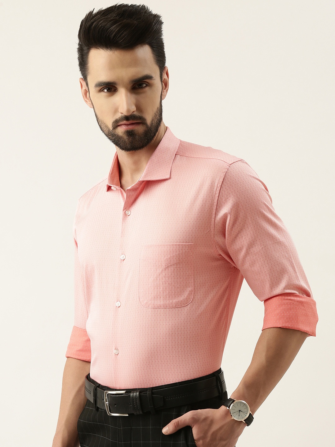

Peter England Men Orange Slim Fit Formal Shirt